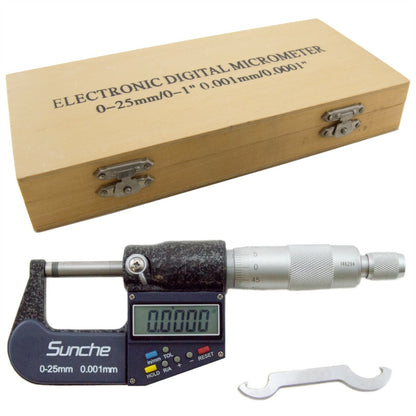 Digital Micrometer, 0-1" Range with 6 Digit LCD Display, .0001" Graduation