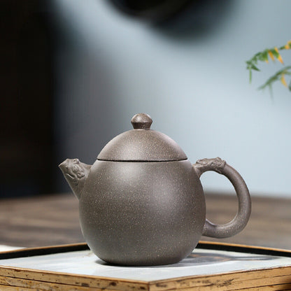 5" China Yixing Zisha Pottery DuanClay Handmade 260cc Dragon Grain Teapot