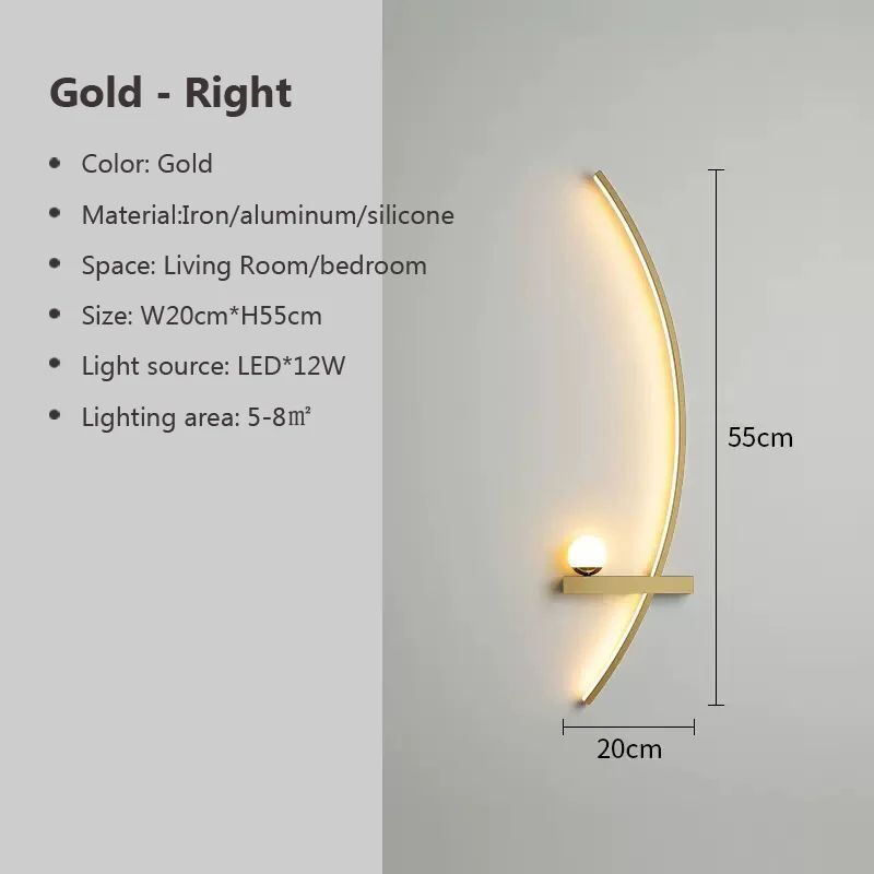 LED Wall Lamps Modern Black Gold Interior Nordic Art TV Home Decor Sconce Lights