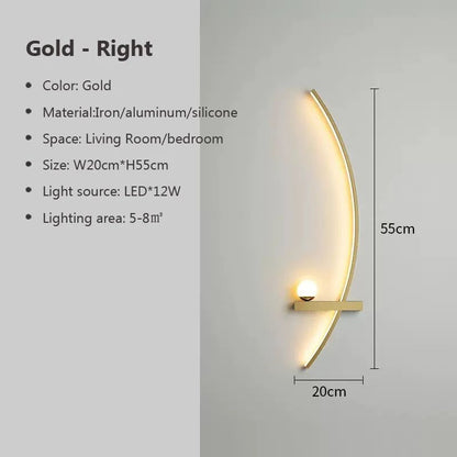 LED Wall Lamps Modern Black Gold Interior Nordic Art TV Home Decor Sconce Lights