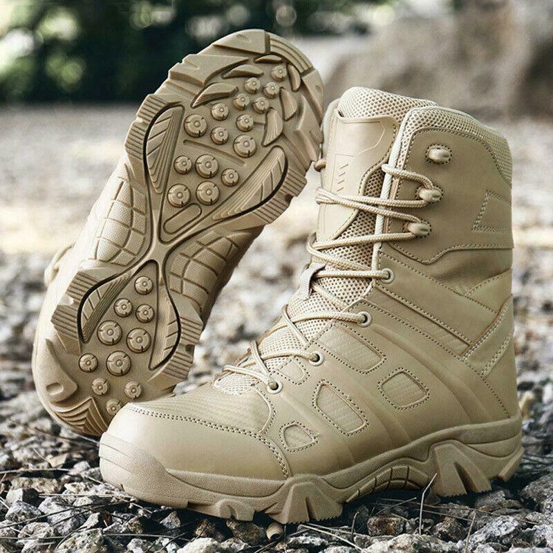 Men Military Outdoor Boots Non-Slip Tactical Leather Trainer Desert Combat Boots