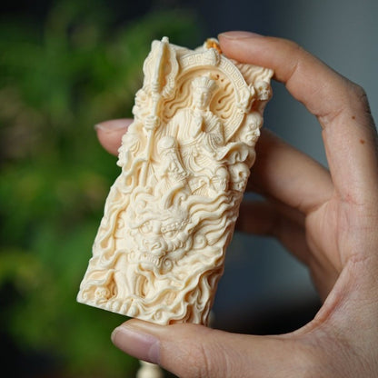 Hand-Carved Ksitigarbha Bodhisattva Pendant | Buddhist Spiritual Necklace