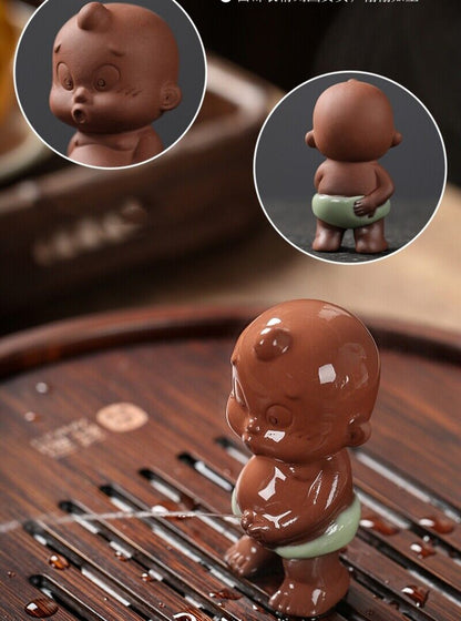 pee doll water spray boy ceramic purple clay tea pet crackle glaze porcelain new