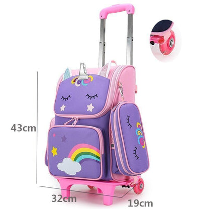 School Bags Backpack girls Trolley Bag Wheels Student Kids Backpack Bag