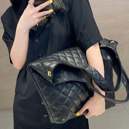 Women's Purse Handbag Genuine Leather Quilted Maxi Shopper Icare Large Tote Bag