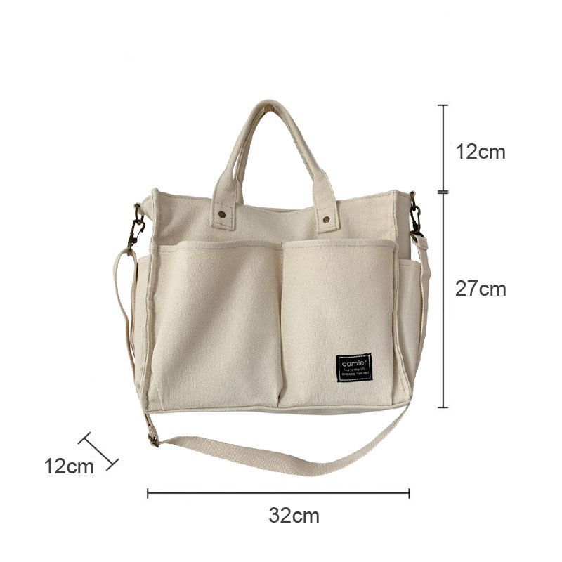 Shopping Bag Handbag Cotton Canvas Shoulder Tote Messenger Bag 32*12*27 Cm Purse