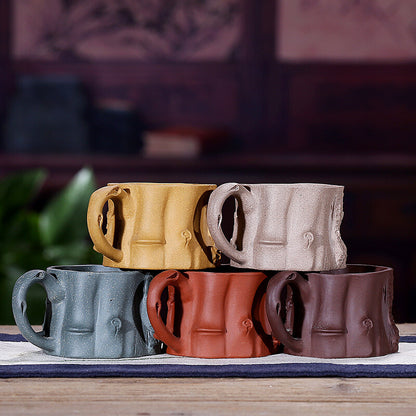 one cup 80ml true yixing zisha purple clay marked tea cup with handle handmade