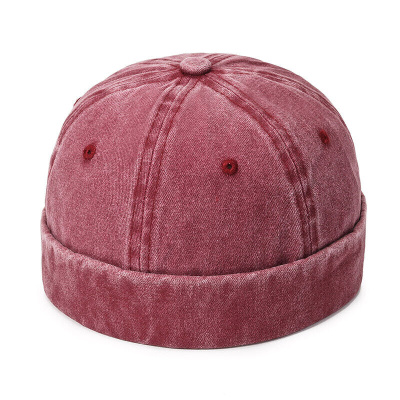 Men's Retro Brimless Hat Skull cap Sailor Cap Beanie Rolled Cuff Adjustable*