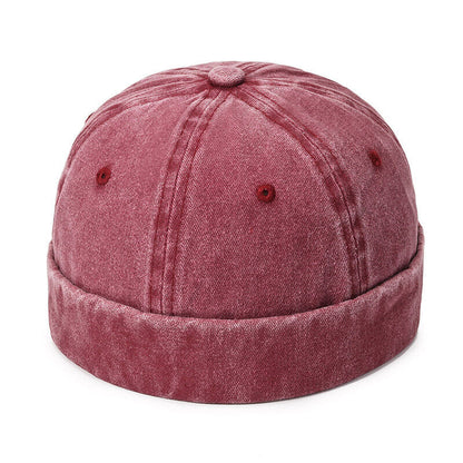 Men's Retro Brimless Hat Skull cap Sailor Cap Beanie Rolled Cuff Adjustable*