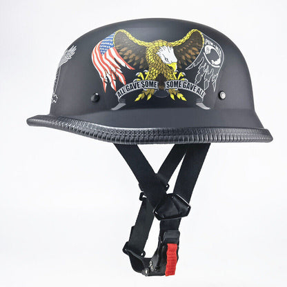Vintage Motorcycle Helmet German Novelty Shiny Black Motorcycle Half Helmet