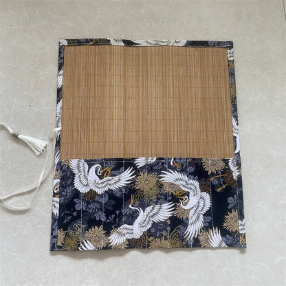 Retro Painting Brushes Holder Storage Bamboo Rolling Bag Calligraphy Pens Case