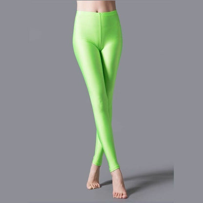 Women Leggings Solid Fluorescent Shiny Pant Spandex Shinny Elasticity Trousers