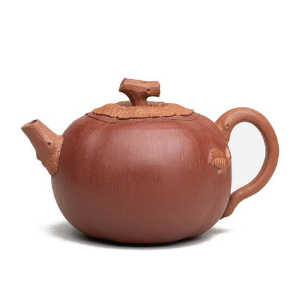 Yixing Purple Clay Pot Bionic Pumpkin Persimmon Pot Slope Mud Handmade Tea Pot