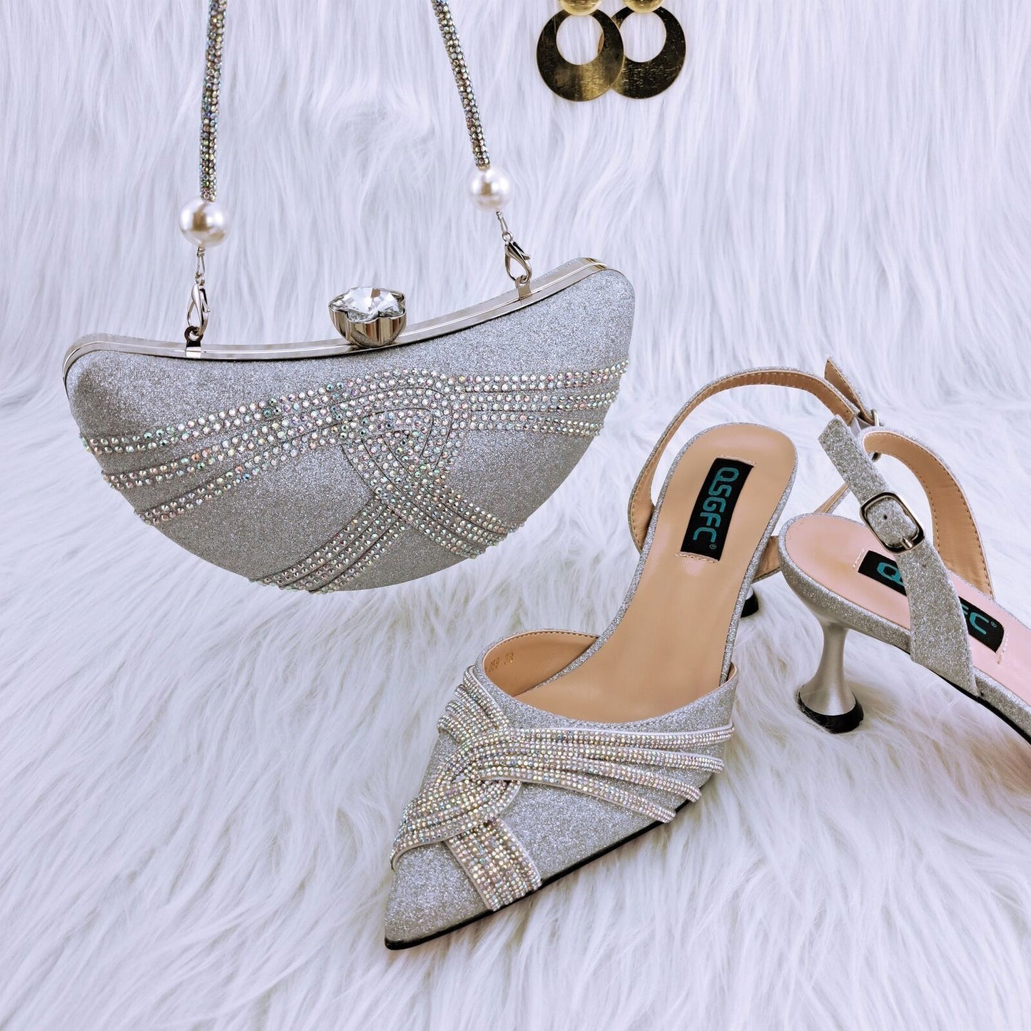 With Cashew Bag Exquisite Banquet Ladies Shoes And Bag