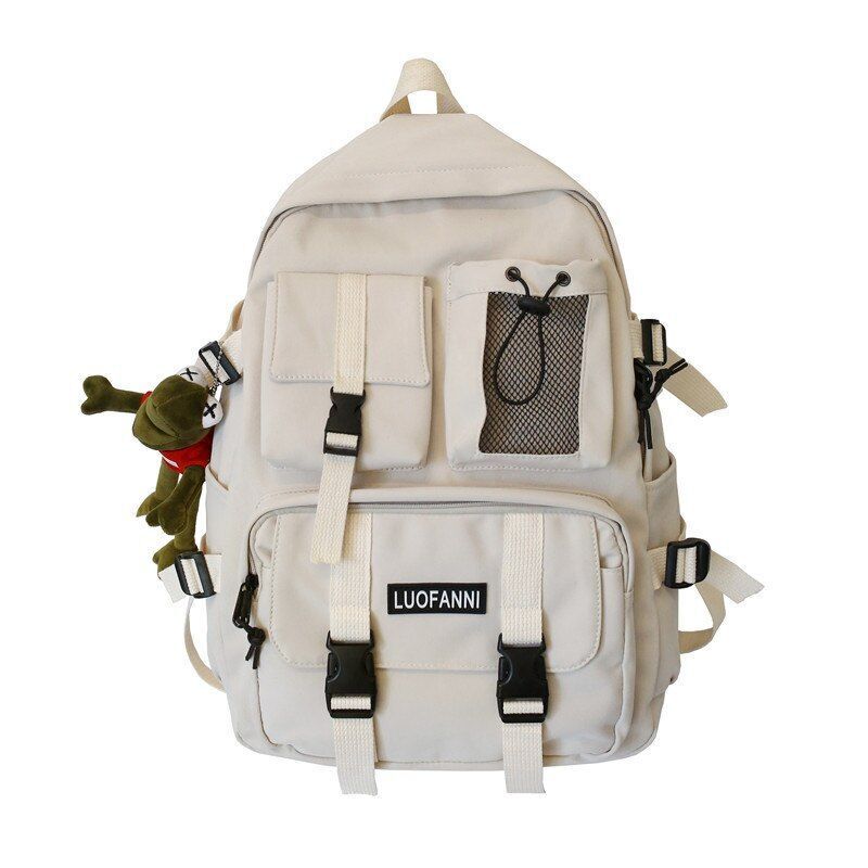 Multiple Pocket Waterproof Nylon Backpack Insert Buckle Schoolbag Book Bags 1 PC