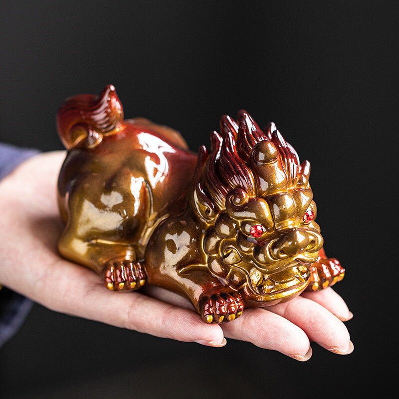 Color Change Tea Pet Mascot Wealth Bring Ornament House Warming Gift Resin Small