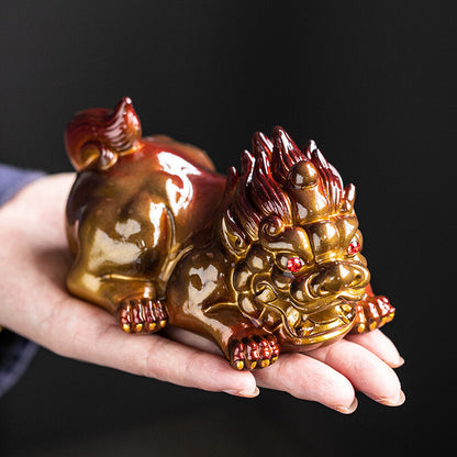 Color Change Tea Pet Mascot Wealth Bring Ornament House Warming Gift Resin Small