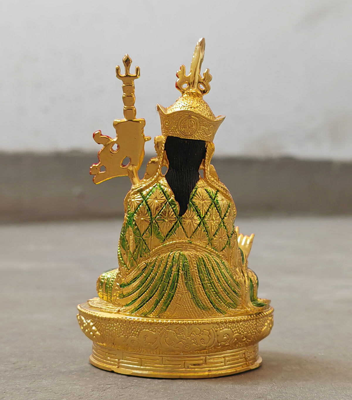 Handpainted Buddhism Padmasambhava Meditation Buddha Wealth Luck Divinity Statue