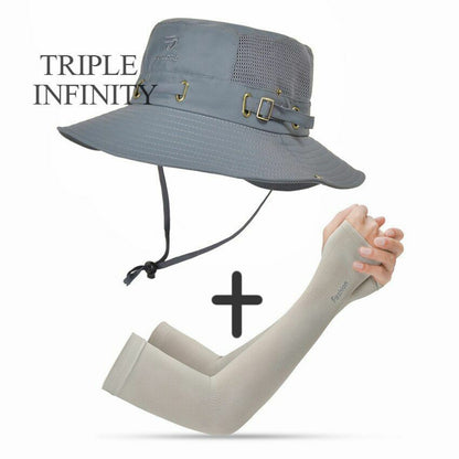 Summer Bucket Hat Mesh Breathable Outdoor Fishing Mountaineering Hiking Foldable