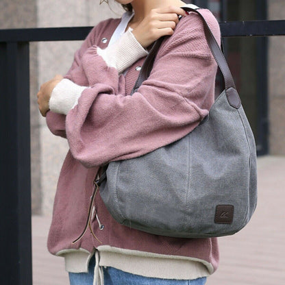 Womens Ladies Vintage Large Canvas Handbag Travel Shoulder Bag Casual Tote Purse