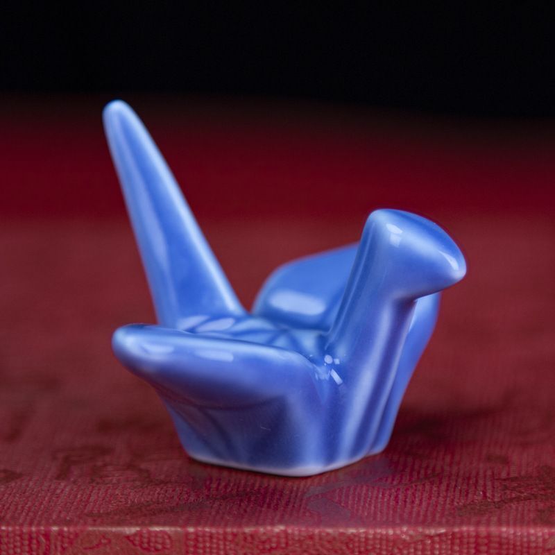 Pen Rest Ceramics Paper Cranes Chinese Calligraphy Writing Brush Holders 6x3.5cm