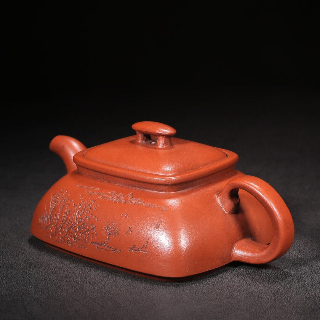 Chinese Yixing Zisha Clay Handmade Exquisite Teapot （四方 底款：曼希陶艺）