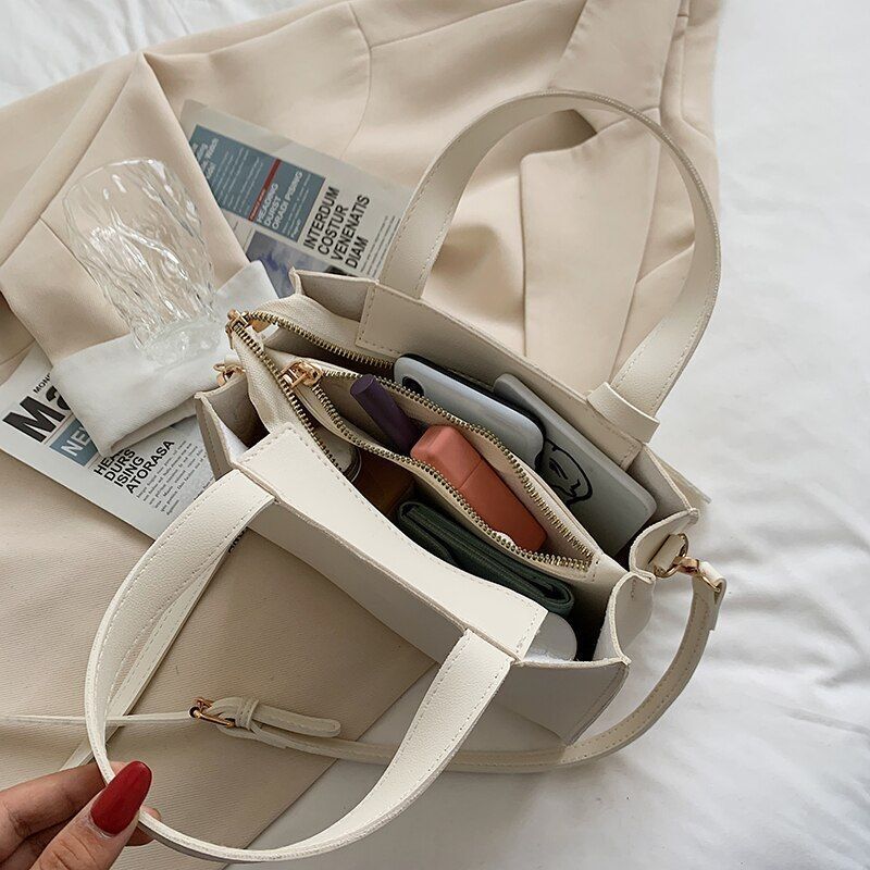 Soft Leather Crossbody Bag Women Solid Color Shoulder Purse Trendy Handbag Green