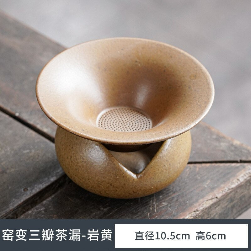 Kiln Baked Stoneware Gilding Tea Funnel Tea Strainer Group Creative Tea Strainer