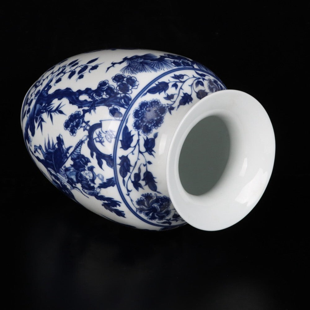 Chinese Blue and White Porcelain Color Character Story pattern Pot Vase A15