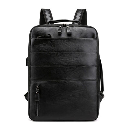 Backpacks Men PU Laptop Bag USB Charging Rucksack Male Bagpack