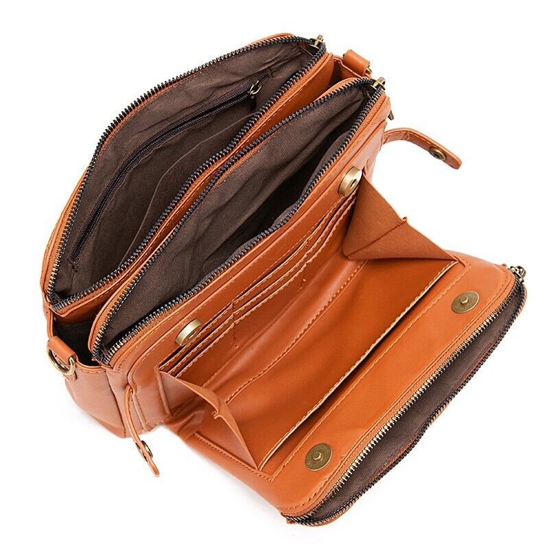Women's Vintage Shoulder Bag Genuine Leather Crossbody Bag Multiple Pockets