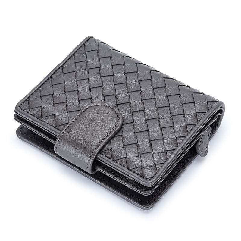 Wallet Short 100% Sheepskin Leather Coin Change Zipper Storage Bag Money Clip
