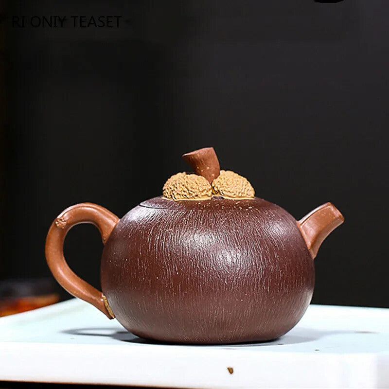 3.7" Yixing Purple Clay Teapots Famous Handmade Mangosteen Model Tea Pot Tea Set