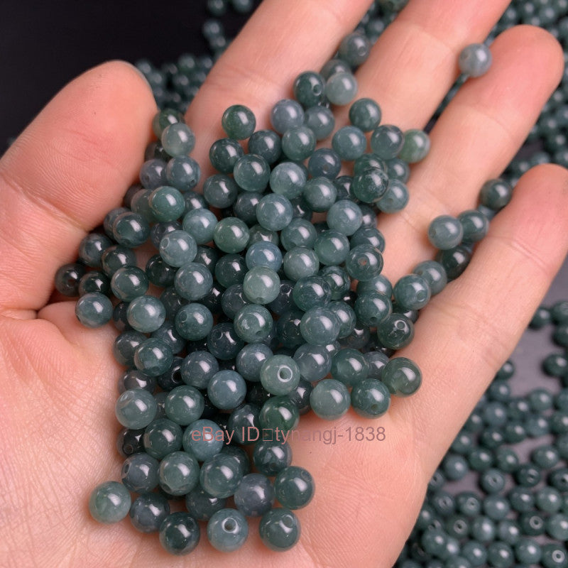 50Pcs Natural Jade 5Mm Ice Blue Green Water Jadeite Loose Beads DIY Round Beads