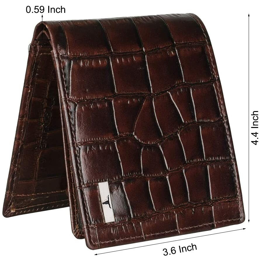 New Carl Printed Brown Bi-Fold Leather Men's Wallet RFID Protection Gift Item