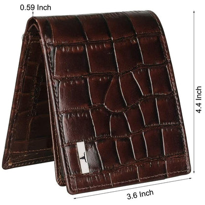 New Carl Printed Brown Bi-Fold Leather Men's Wallet RFID Protection Gift Item