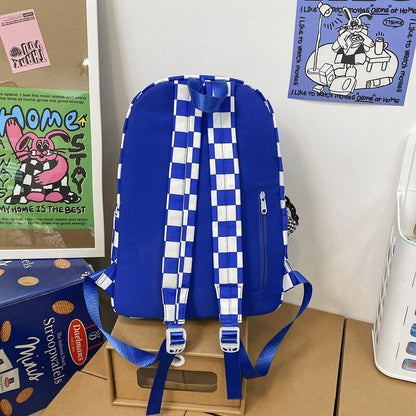 Letter Printing Women Backpack Nylon Travel Bag Fashion Plaid Schoolbag Bookbag
