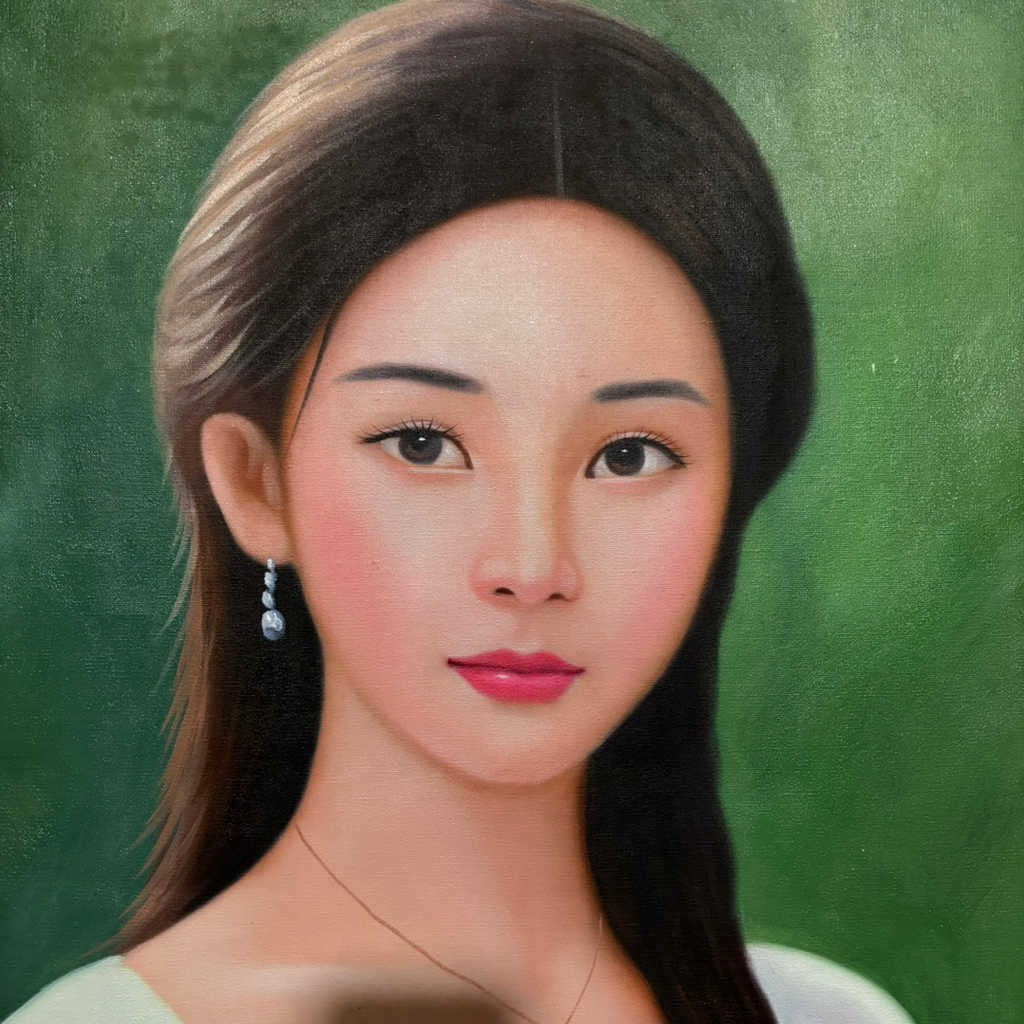 Chinese Hand Painted Canvas Oil Painting Beautiful Woman By Leng Jun 冷军 19010
