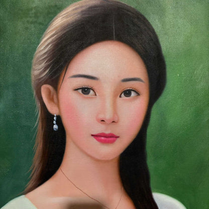 Chinese Hand Painted Canvas Oil Painting Beautiful Woman By Leng Jun 冷军 19010