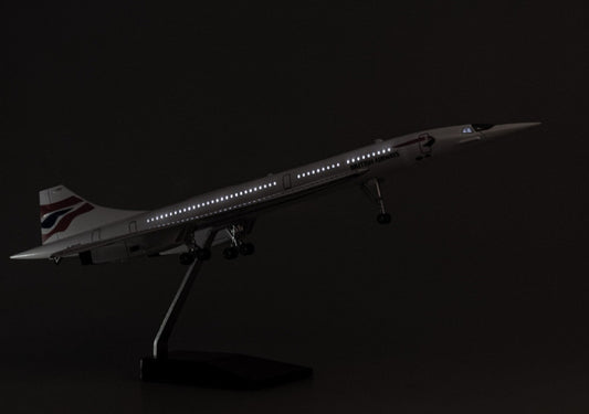 1:125 50CM BRITISH AIRWAYS Concorde Plane Led Sound-Controll Light Resin Model