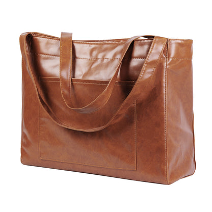 Women's Leather Organizer Purse Shoulder Bag Multiple Pockets Cross Body Handbag