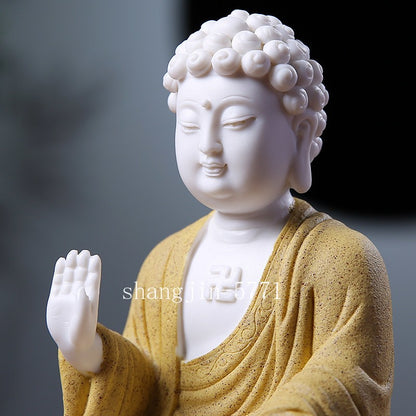6.5" Chinese Dehua White Porcelain Shakyamuni Sakyamuni Buddha statue