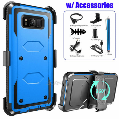 For Samsung Galaxy S8 Plus Rugged Phone Case Cover & Clip Holster + Accessories