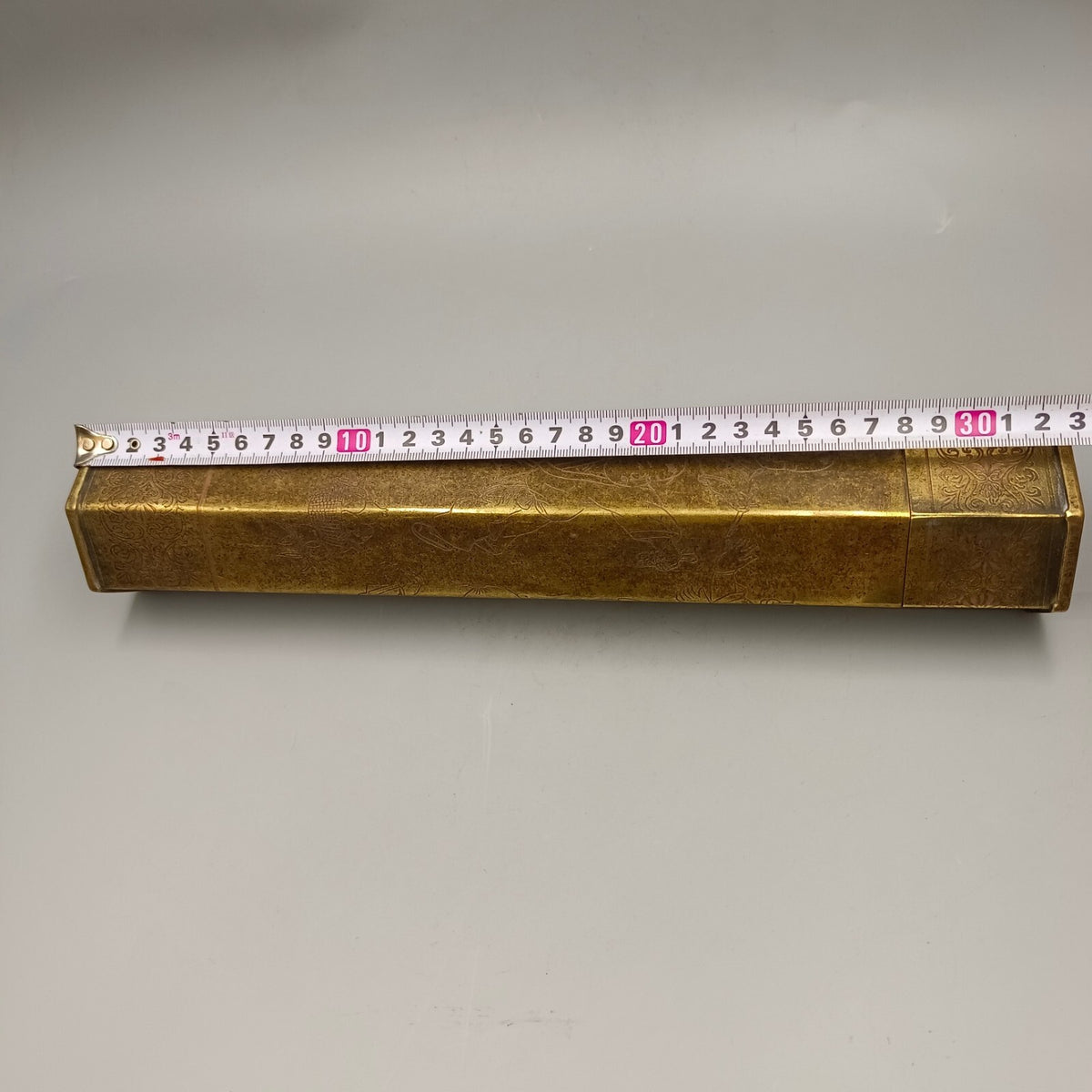 Chinese Antique Collection Hexagonal Copper Incense Tube Painting Tube -