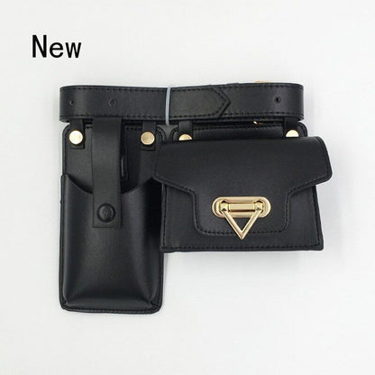 2 PCS Women Belt Bag Leather Flap Fanny Pack Shoulder Crossbody Chest Bag Purse