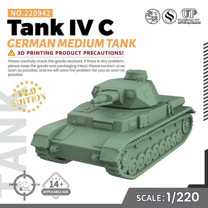 SSMODEL SS220942 1/220 Military Model Kit German Tank IV C Medium Tank