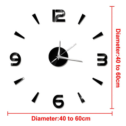DIY Wall Clocks 27~47in Modern Mirror Number Sticker Living Room Decor Frameless