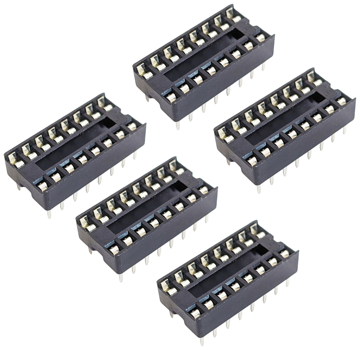 5 Pack 16 Pin Solder Tail Low Profile DIP IC Socket,0.79"x0.39"x0.15"