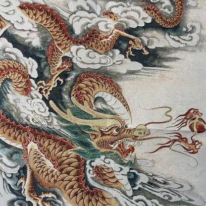 Chinese Old Silk Embroidery Painting Home Tang Ka Mural "Dragon"Painting