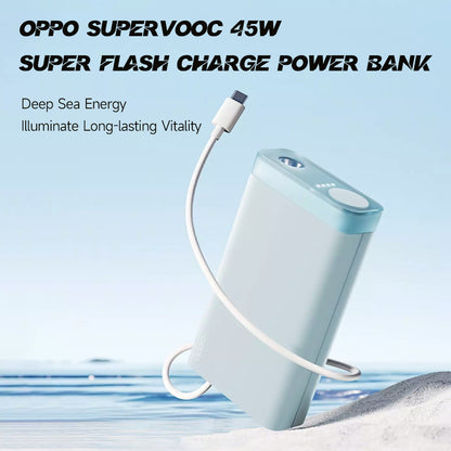 OPPO SUPERVOOC 45W Power Bank 20000mAh — Built‑In Cable, 74Wh, 3‑Device, LED
